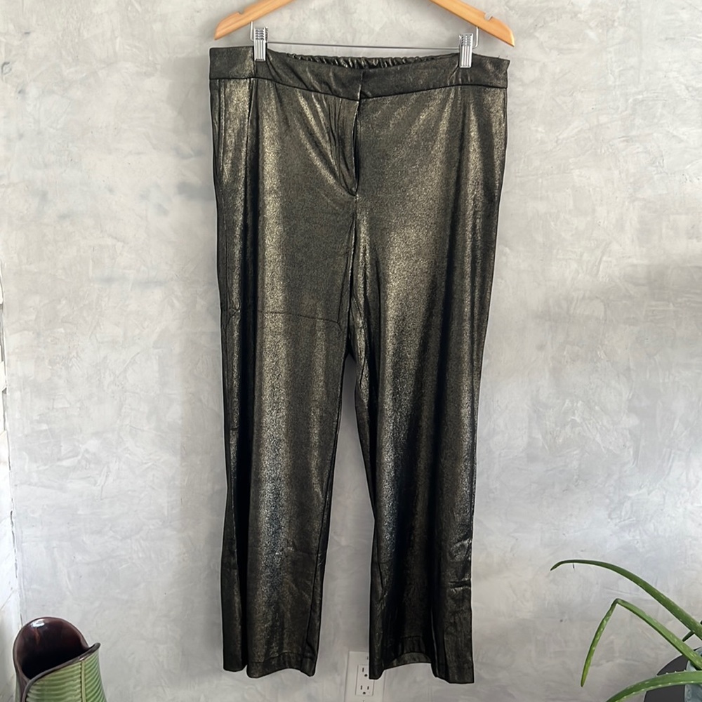 NWOT Joie Black and Gold Metallic wide leg trouser, Size 1x
